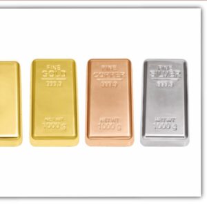 Realistic Metal Gold, Copper & Silver Bar Paperweight
